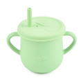 No Spill Kleinkinder Nontoxi Super Soft Water Oem Baby Training Griff Silikonbecher mit Deckel und Strohhalm